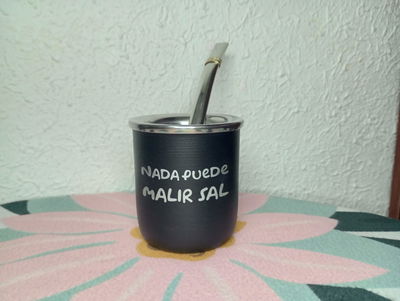 Mate de aceo inoxidable grabado