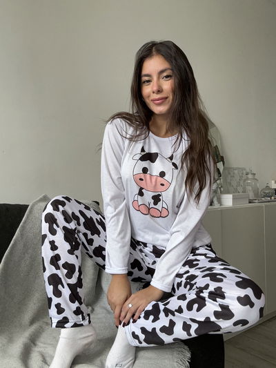 Pijama Adultos vaca manga Larga