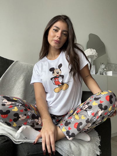 Pijama Adultos mickey manga corta