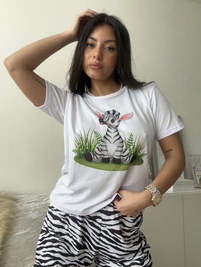 Pijama Adultos Shorts Cebra