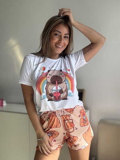 Pijama Adultos shorts Capibara