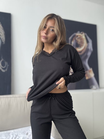 Pijama de Morley Pantalon Y remera Negro