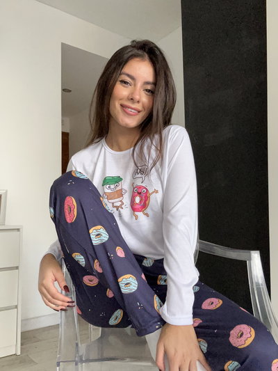 Pijama Donas Pantalón y Manga Larga 