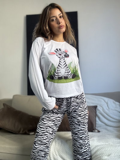 Pijama Cebra Pantalón y Manga Larga