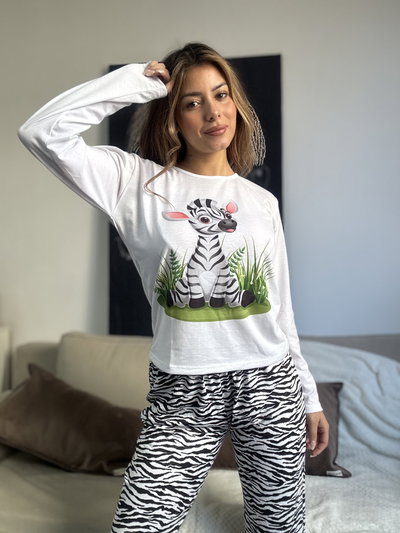 Pijama Cebra Pantalón y Manga Larga 