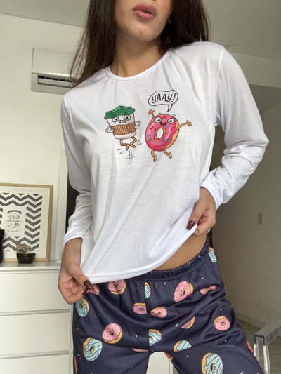 Pijama Donas Pantalón y Manga Larga