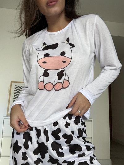 Pijama Vaca Pantalón y Manga Larga 