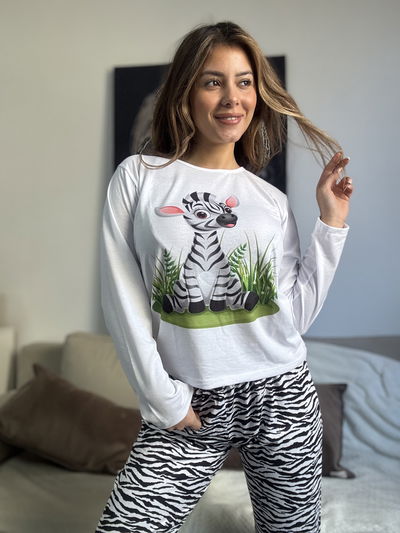Pijama Adultos cebra manga Larga