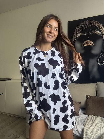 Remeron vaca manga larga