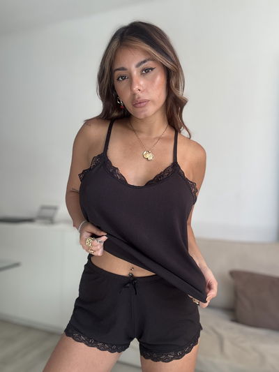 Pijama de morley shorts Negro