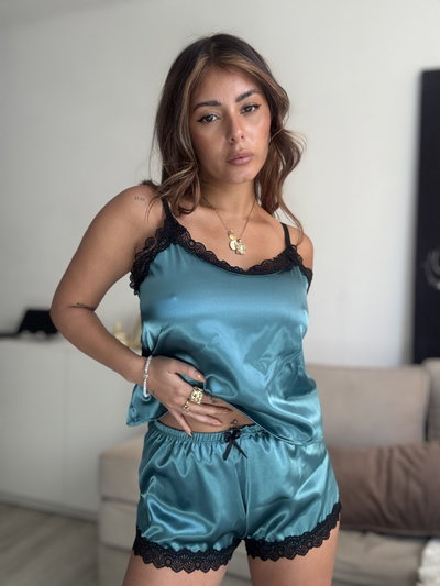 Pijama de Saten Petroleo