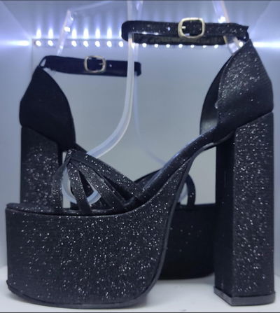 Sandalia Croacia negra Glitter 