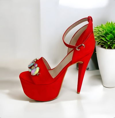 Sandalia Minerva taco fino roja
