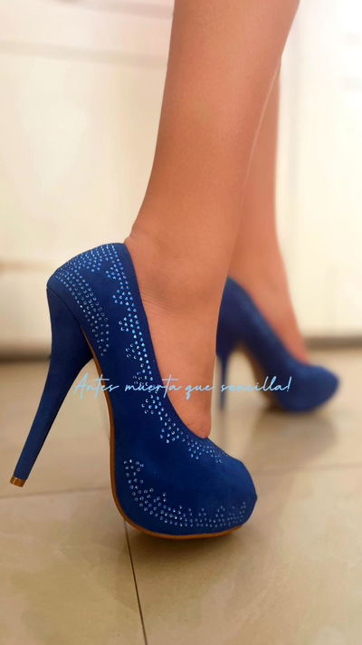 Stiletto azul piedra boca de pez 