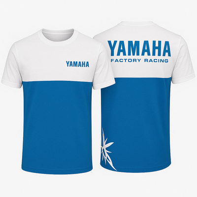 Remera de Algodón YAMAHA BLANCA AZUL