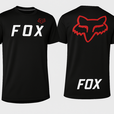 Remera Acetato FOX Negra Logo Rojo