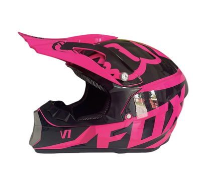 Casco Motocross FOX NEGRO FUCSIA