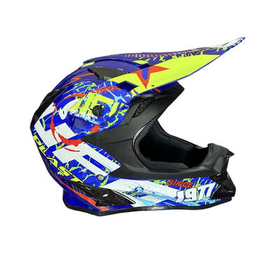 Casco Motocross AZUL / AMARILLO 1977