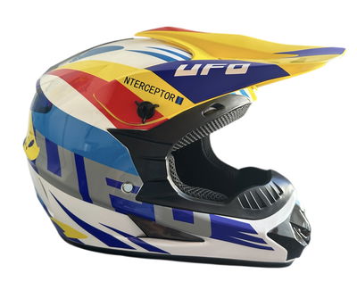 Casco Motocross UFO Amarillo Blanco Azul