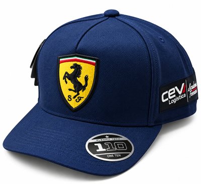Gorra Ferrari Azul Full Bordado (6 Parches)