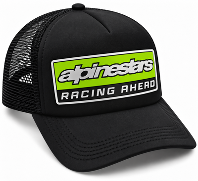 Gorra Truck ECO Alpinestars Racing Ahead Verde Blanco Parche 3d