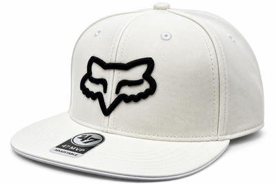 Gorra FOX Plana Cerrada (Blanca Lobo Negro)