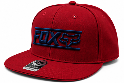 Gorra FOX Plana Cerrada (Roja Fox + Lobo Azul)