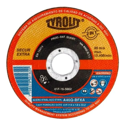 DISCO CORTE TYROLIT SECUR EXTRA OX.ALUM PLANO 115X0,75 A60R-BFXA