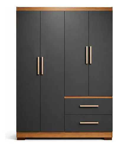 ROPERO MAXIMO FORTALEZA 4 PUERTAS GRAFITO/TECA