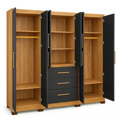 ROPERO MAXIMO FORTALEZA 6 PUERTAS GRAFITO/TECA