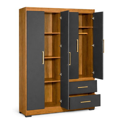 ROPERO MAXIMO FORTALEZA 4 PUERTAS GRAFITO/TECA