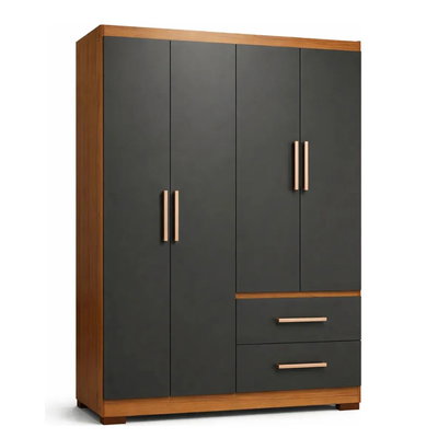 ROPERO MAXIMO FORTALEZA 4 PUERTAS GRAFITO/TECA