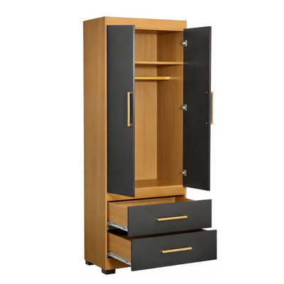 ROPERO MAXIMO FORTALEZA 2 PUERTAS GRAFITO/TECA