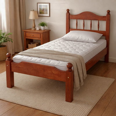 CAMA DE ALGARROBO TORNEADA 1 PLAZA 80