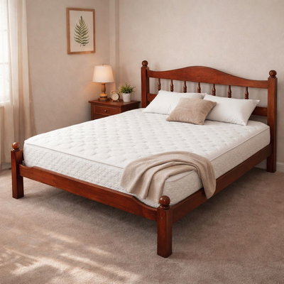 CAMA DE ALGARROBO TORNEADA 2 PLAZAS 140