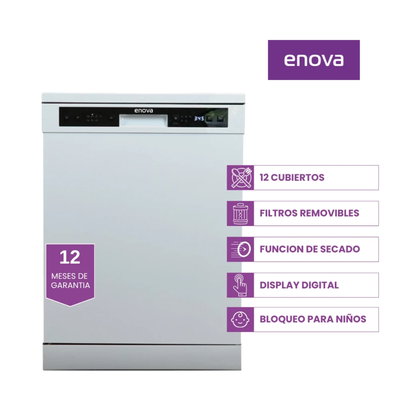 LAVAVAJILLAS ENOVA 12 CUBIERTOS BLANCO