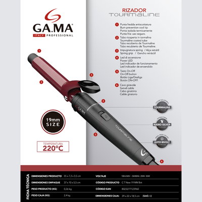 RIZADOR GA.MA TOURMALINE 19MM