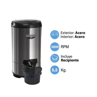 SECARROPAS KOH-I-NOOR 5,5KG ACERO INOXIDABLE