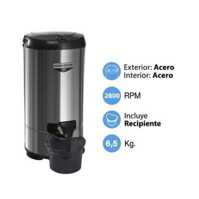 SECARROPAS KOH-I-NOOR 6,5KG ACERO INOXIDABLE