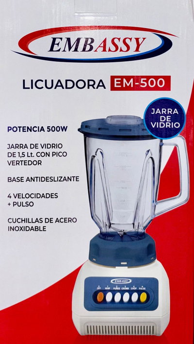 LICUADORA EMBASSY TECLAS 1,5L 500W VIDRIO
