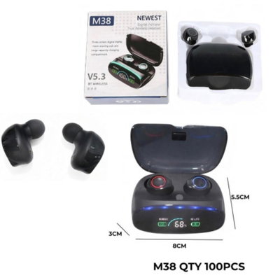 AURICULARES BLUETOOTH M38 NEGROS