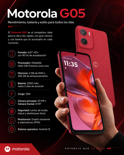 CELULAR MOTOROLA G05 4GB RAM 256GB MEMORIA