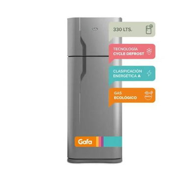 HELADERA GAFA 330 LITROS PLATA