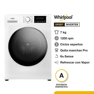 LAVARROPAS WHIRLPOOL CARGA FRONTAL 7 KG 1200RPM BLANCO