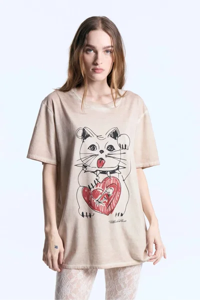 Remera Cat Beige