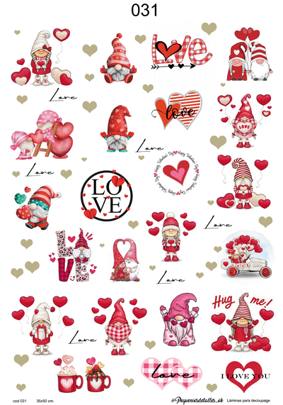 Lámina de Seda 35x50 cm en papel de seda – Diseño san valentine