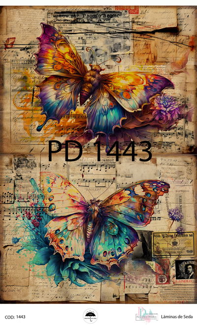 Lámina de decoupage A4 en papel de seda – Diseño mariposas