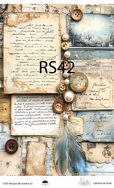 Lámina de decoupage A4 en papel de seda – Retazos de Sueños