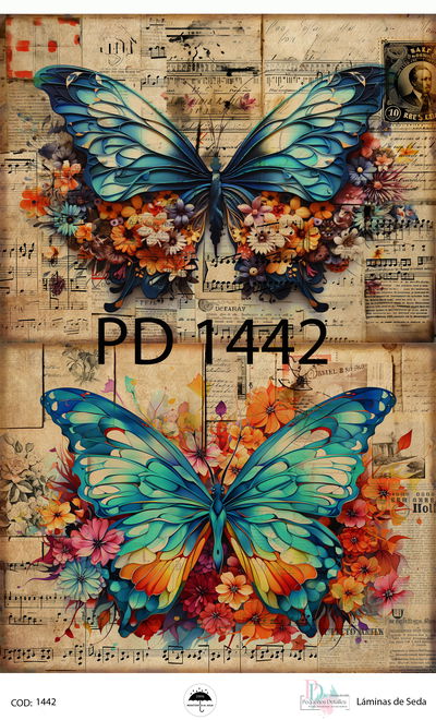 Lámina de decoupage A4 en papel de seda – Diseño mariposas