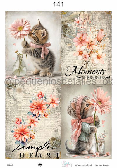 Lámina de Seda 35x50 cm en papel de seda – Diseño Gatitos